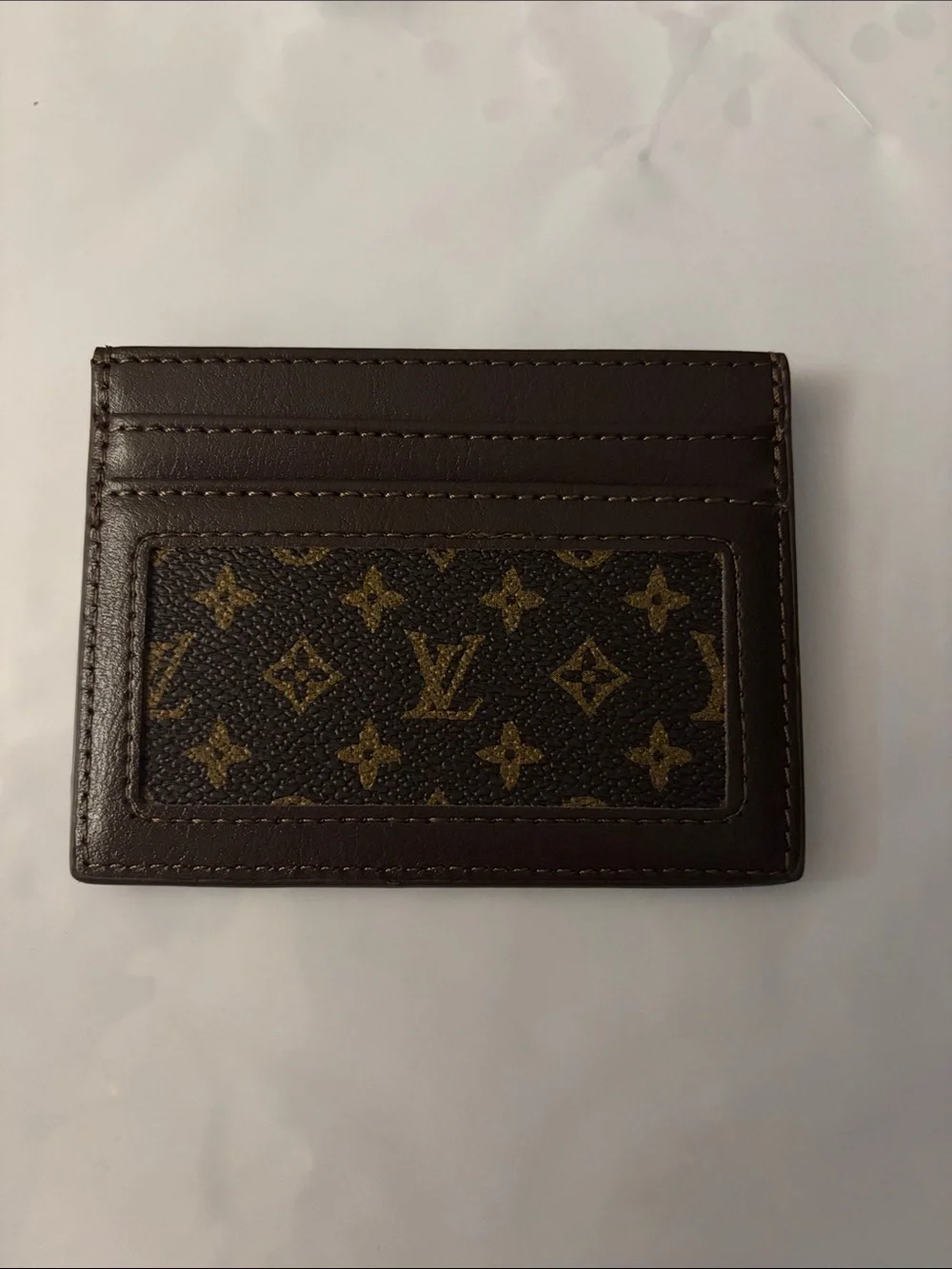 New !!!  Brown & Gold Monogram Slim Card Holder